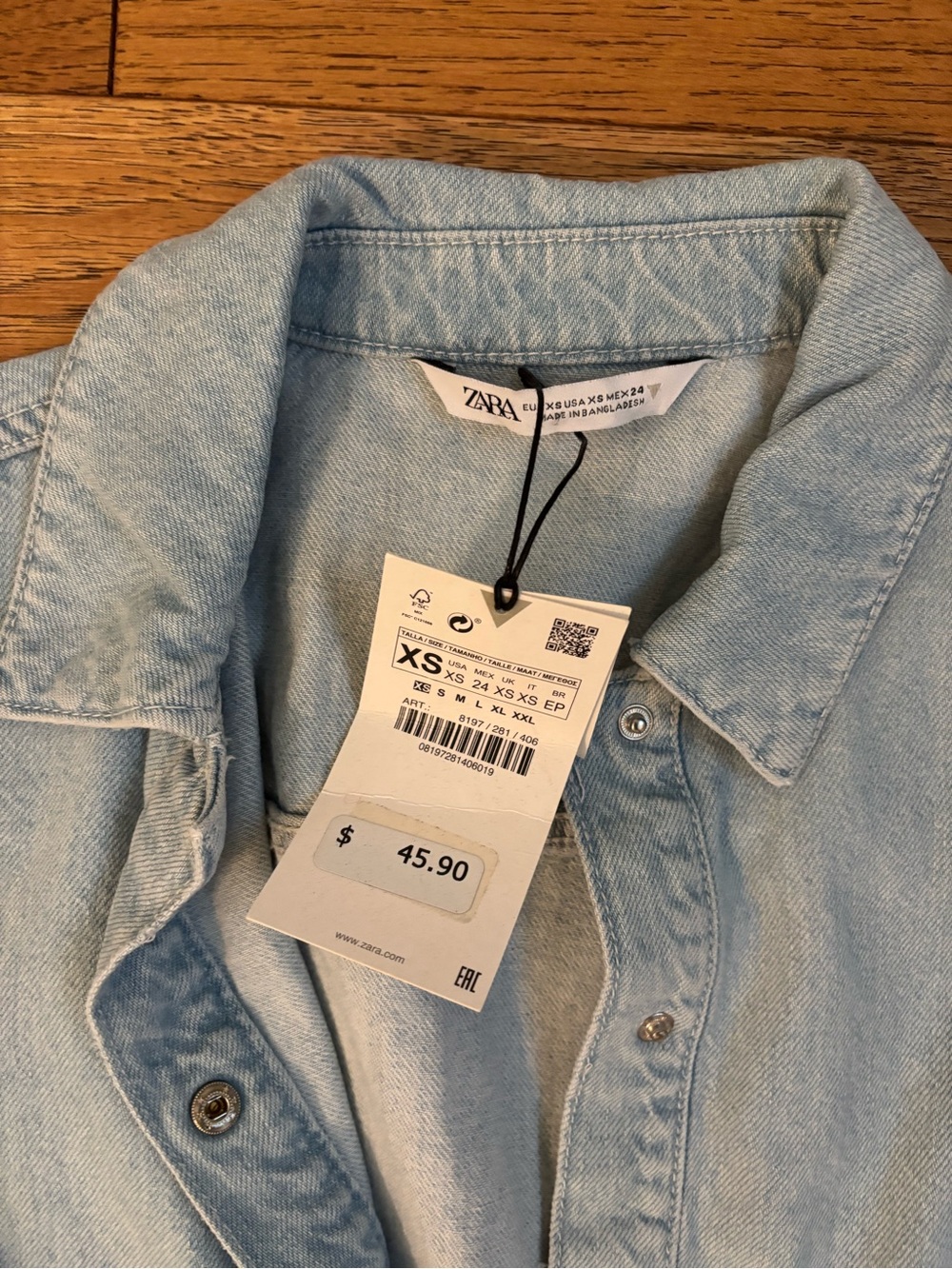 ZARA Light Blue Denim Short-Sleeve One-Piece Romper - Picture 2 of 3
